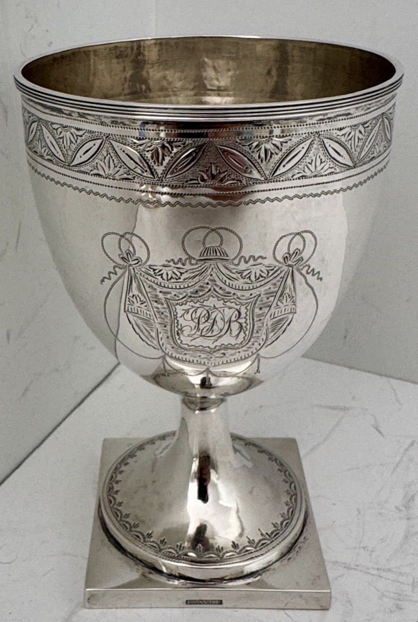 EARLY BEAUTIFUL AMERICAN FEDERAL COIN SILVER GOBLET JOHN SAYER NYC 1796-1818
