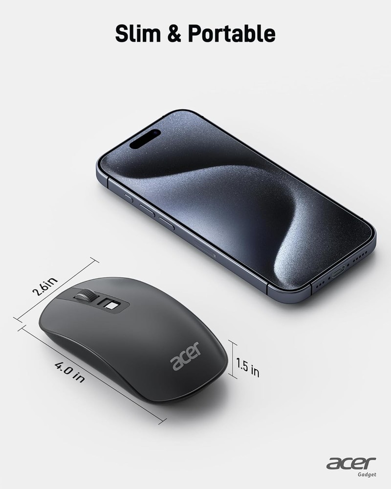 acer Computer Mouse Wireless, 2.4G Slim USB Wireless Mice with Black