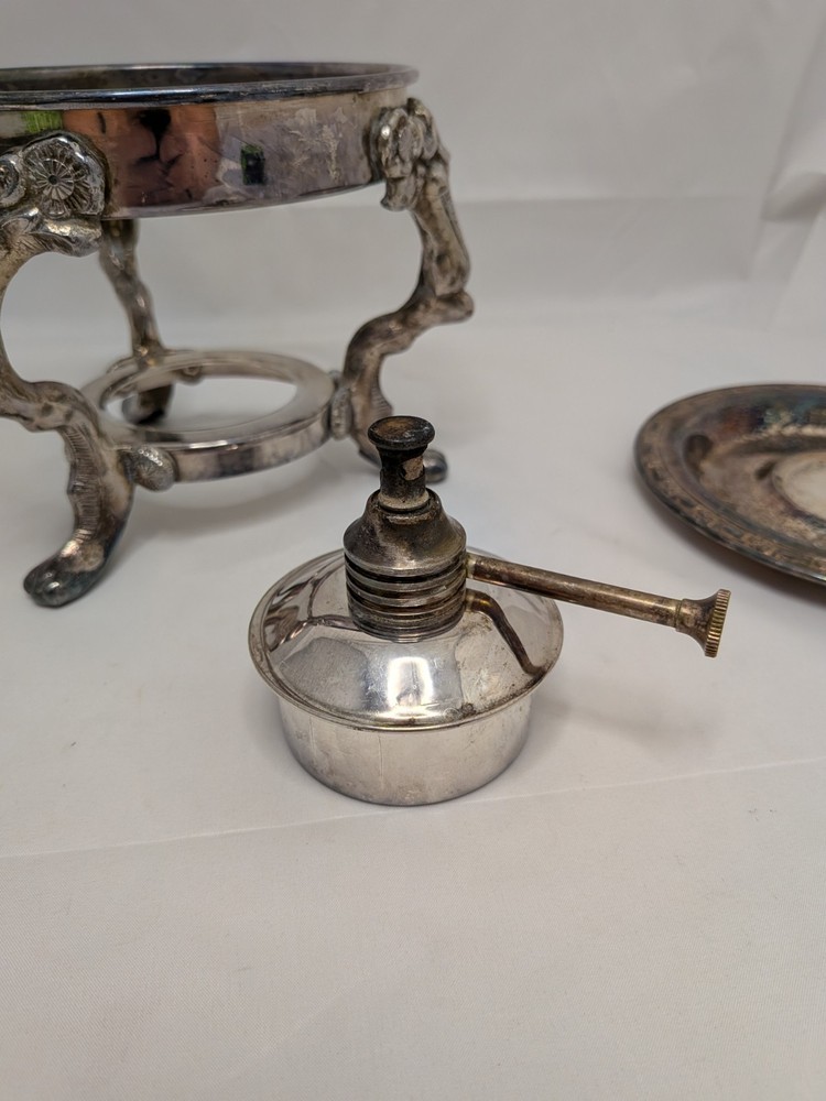 Antique silver pot burner with adjustable wick