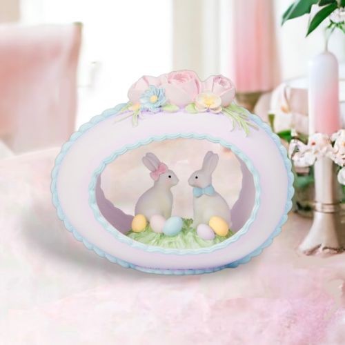 Lavender Sugar Egg With Bunnies Easter Decor NEW 2025