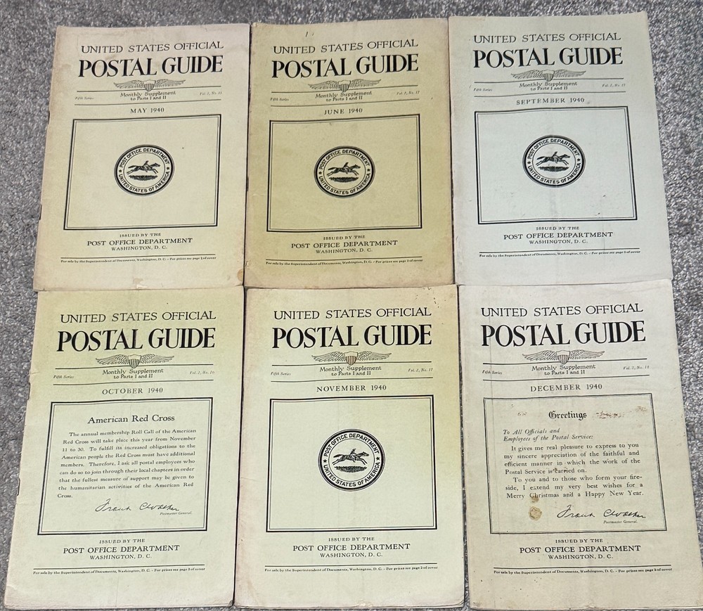 6 United States Official Postal Guides From 1940 Paperback