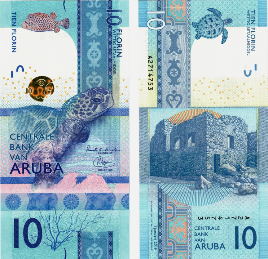 2019 Aruba 10 Florin Banknote UNC P21 +
