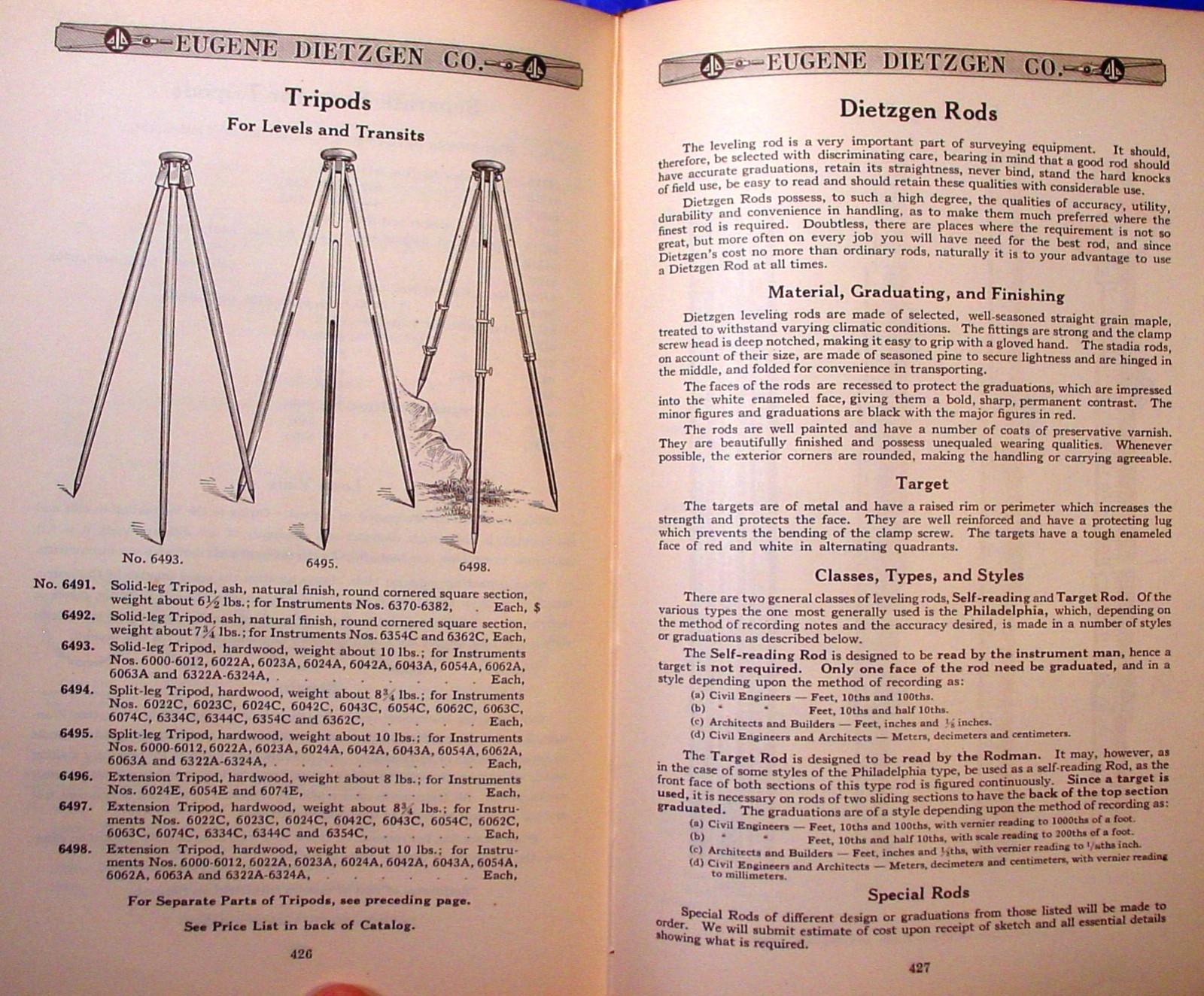 1926 Dietzgen Surveying & Drafting Insts. Catalog