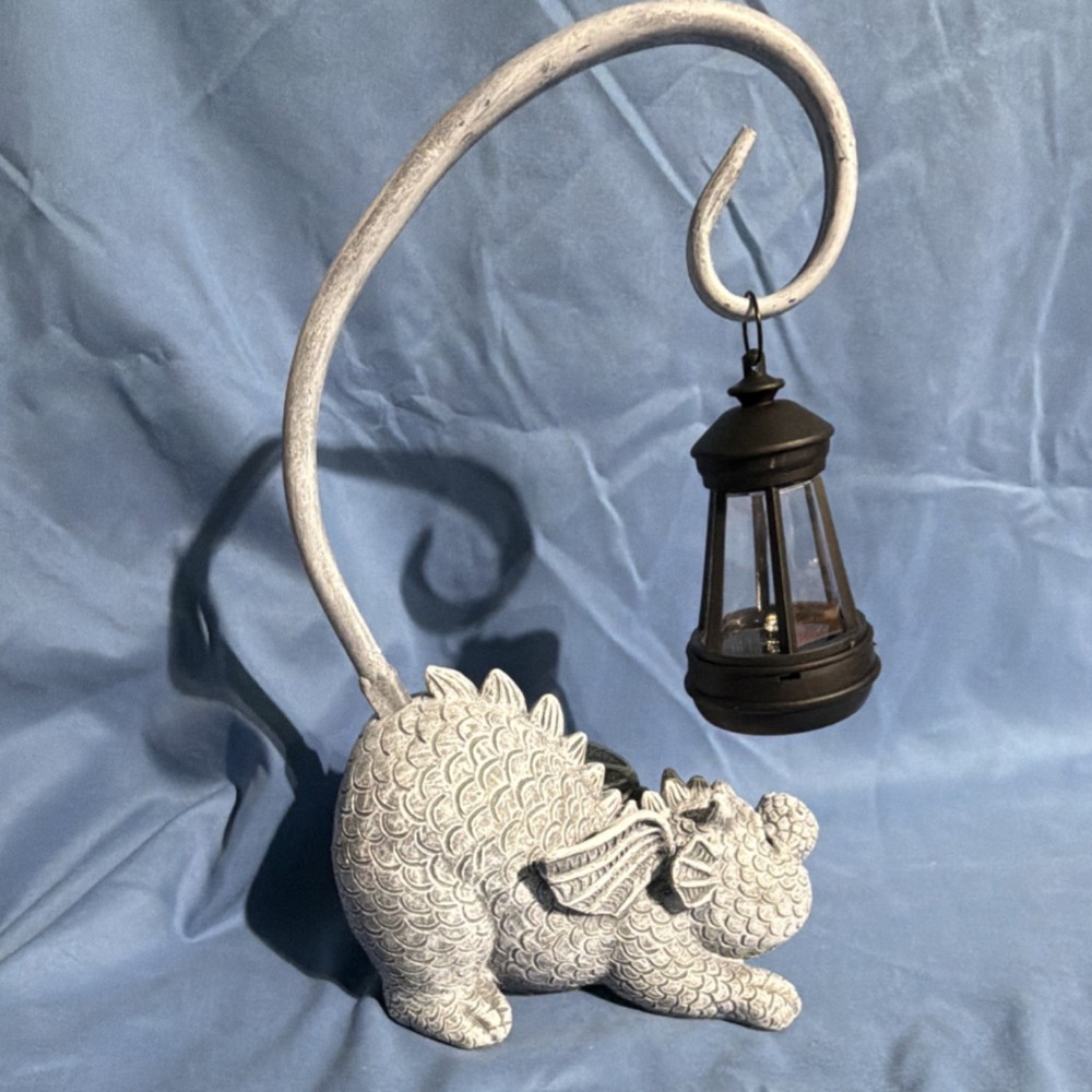 Fantasy Dragon Statue with Hanging Lantern Collectible Decor