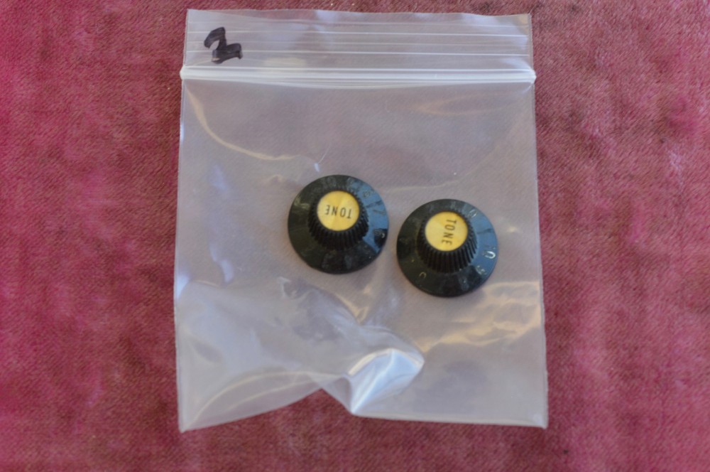 Vintage 1968 Gibson Witchhat Knobs Witch Hat Black Gold Inserts Les Paul Custom!