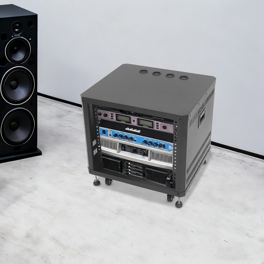 9U Audio Rack Stand Studio Rack Server Rack Audio Holder With Wheels ﻿Rectangle