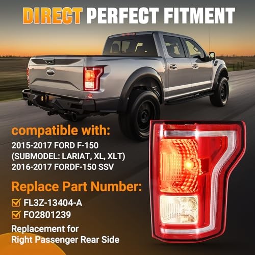 Tail Lights Assembly Compatible with 2015 2016 2015-2017 Right Passenger Side