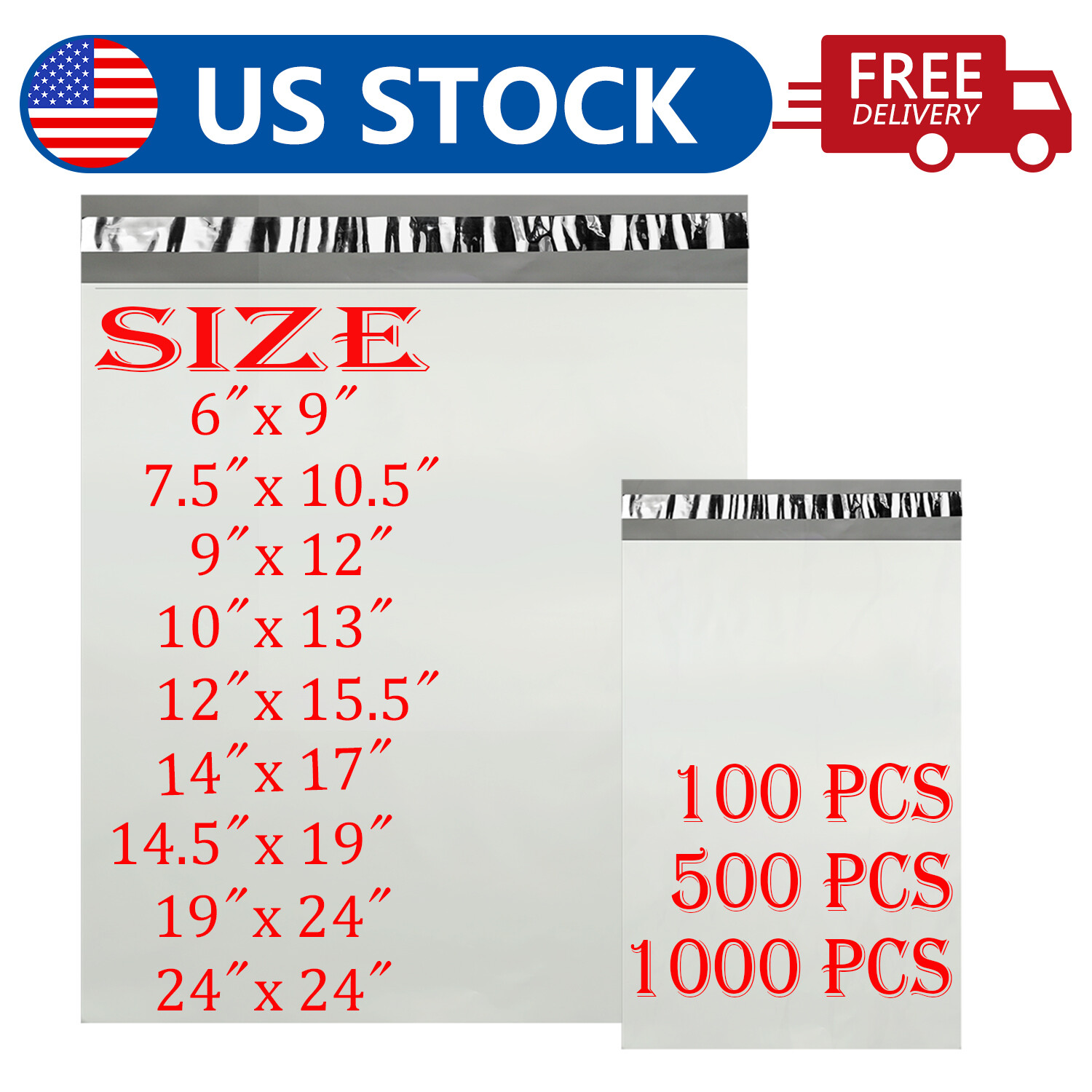 Poly Mailer Shipping Envelope Self Seal Waterproof Polyethylene Bulk Package Bag