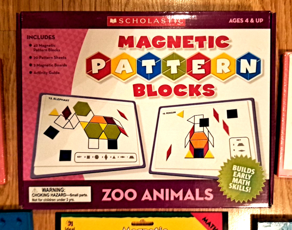 Scholastic Magnetic Pattern Blocks, Geoboards, Shapes Math Manipulative Geometry