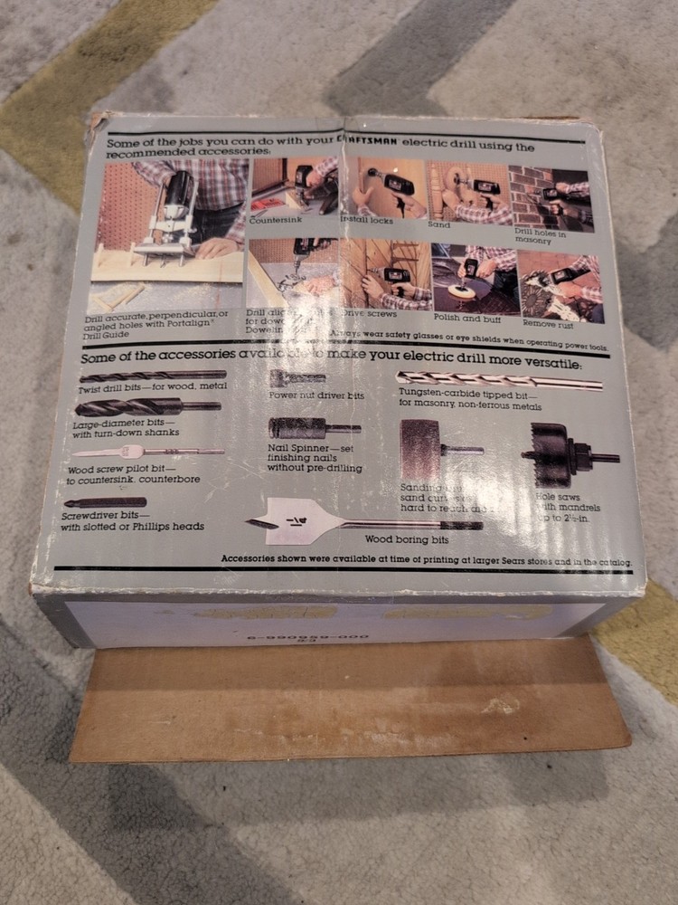 Sears/Craftsman 3/8in Drill Variable Reversible Speed 91004 With Box And Bits