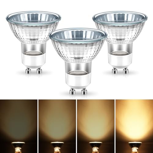 GU10 Halogen 50W Bulbs, 120V Halogen Light Bulb, Gu10 Base 3 Pack Warm White