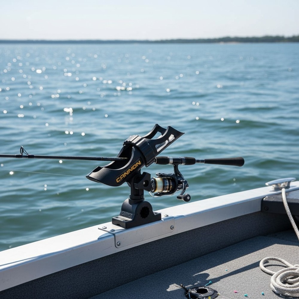 Three-Position Adjustable Rod Holder for Trolling & Downriggers – Black Plastic