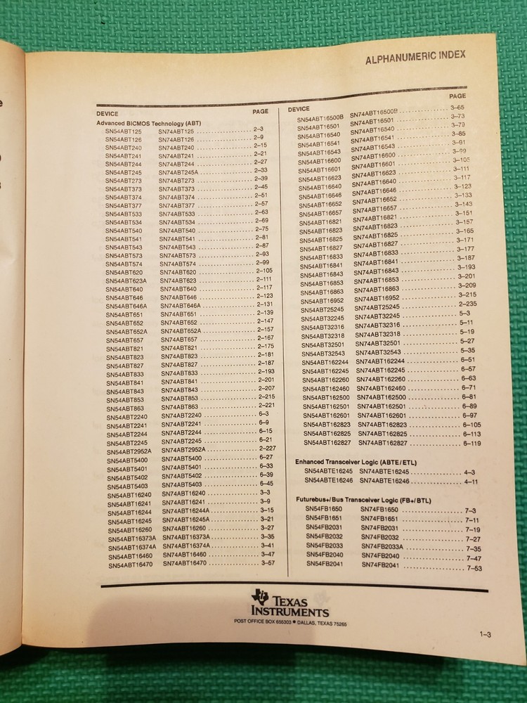 Texas Instrument ABT Advanced BiCMOS Technology Data Book - 1994