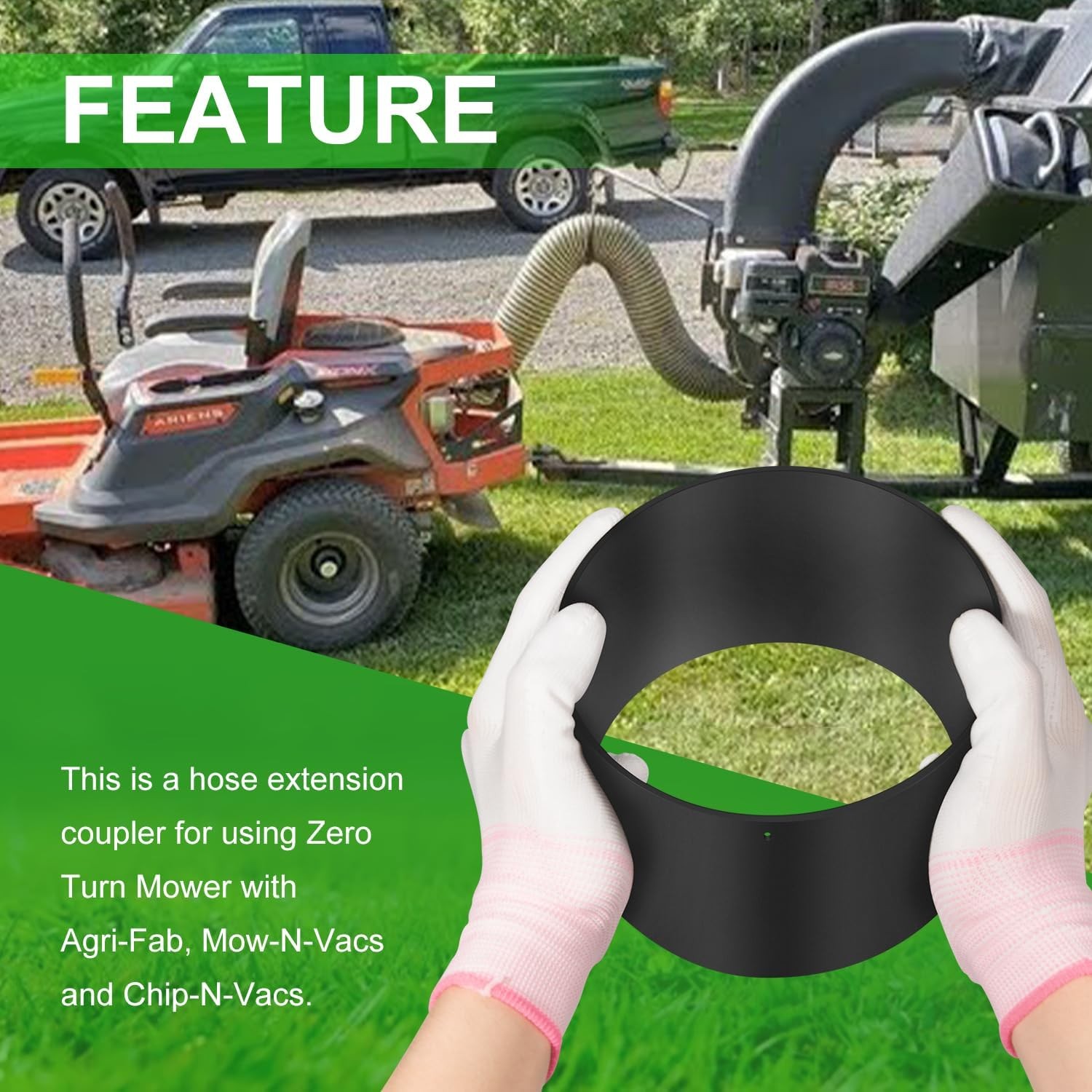 for Agri-Fab 25900 Coupler 6-Inch Hose for Zero Turn Mower, Mow-N-Vacs 25900BL1