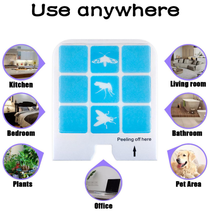 Indoor fly trap device with blue light, includes 6 devices and 8 refills, catche