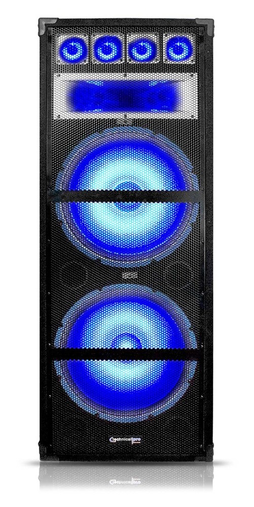 Technical Pro Dual 15" LED Karaoke Speakers+Bluetooth Amplifier+2) Wireless Mics