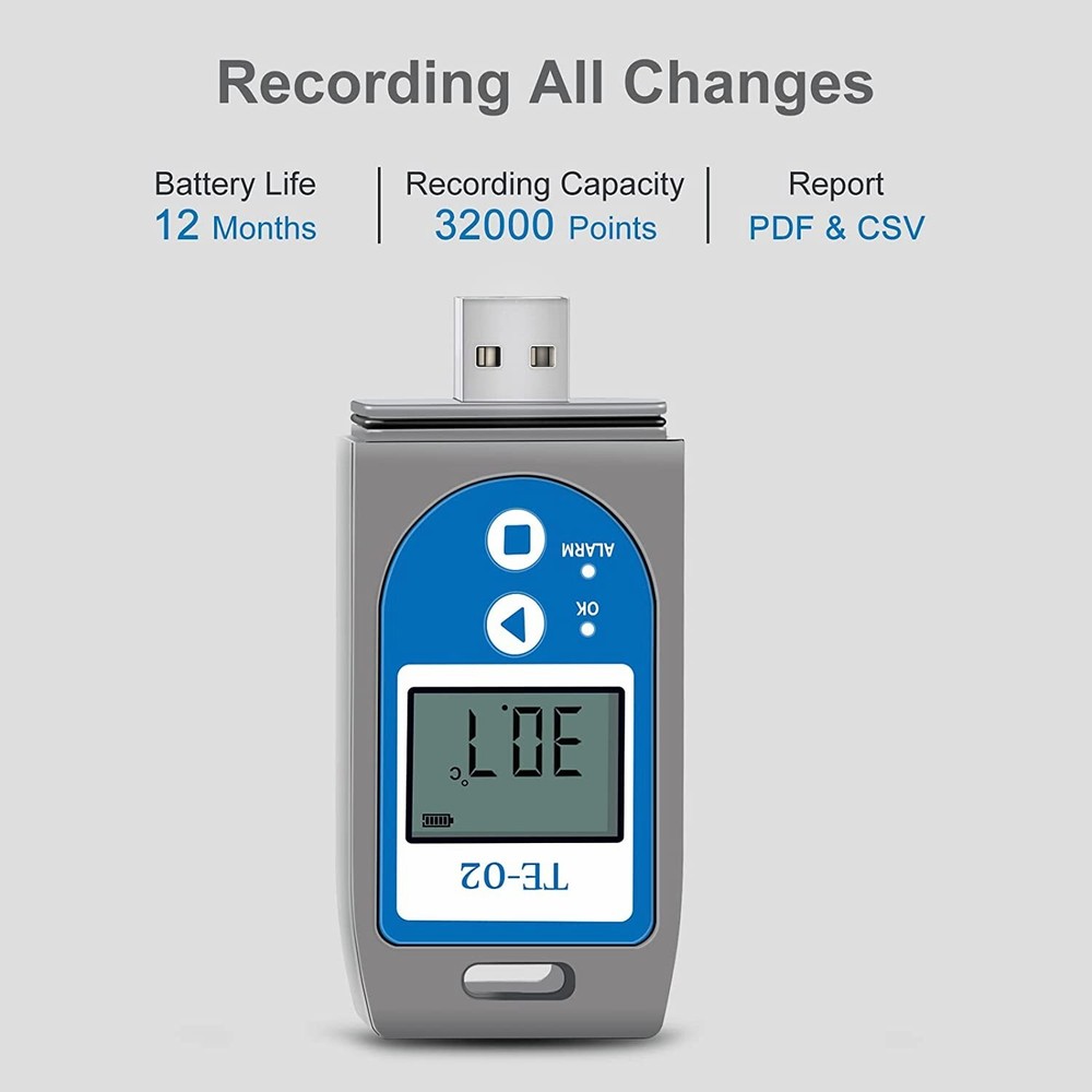 Temperature Data Logger, USB Temperature Data Recorder with PDF & CSV 5 pcs