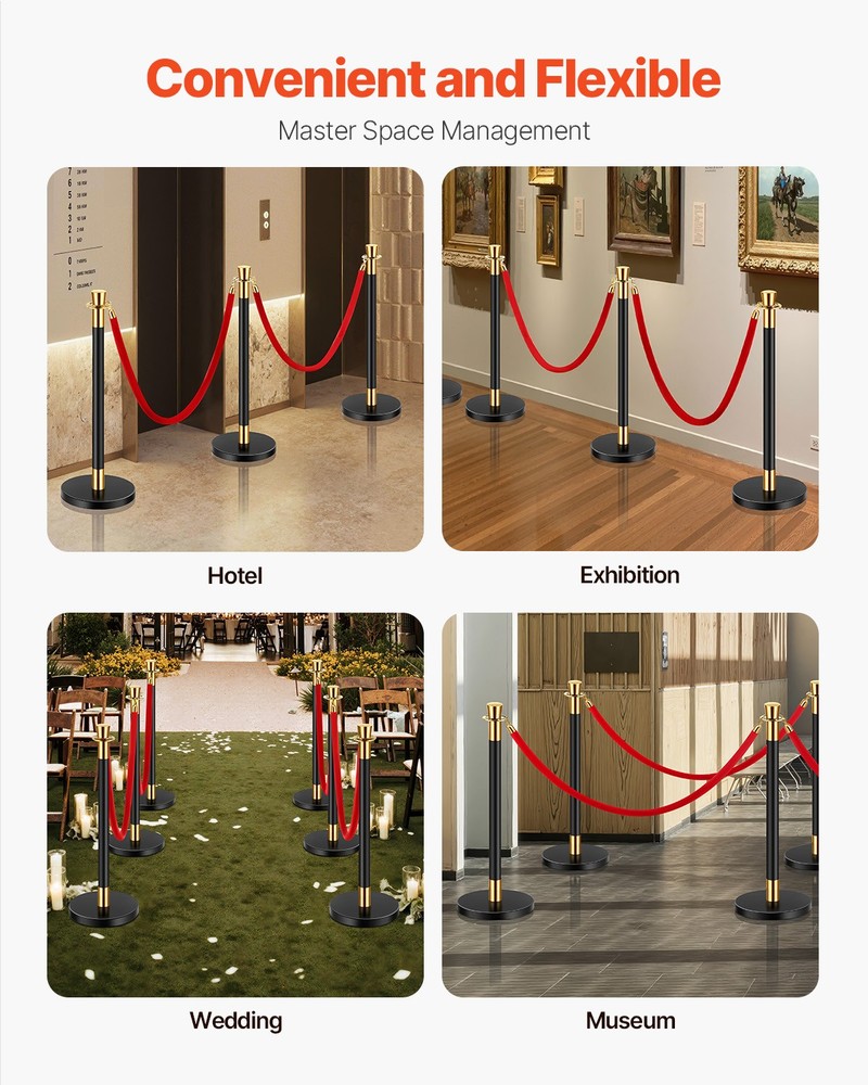 VEVOR 6Pcs Stanchion Posts Queue Barrier Crowd Control Sand Injection Base
