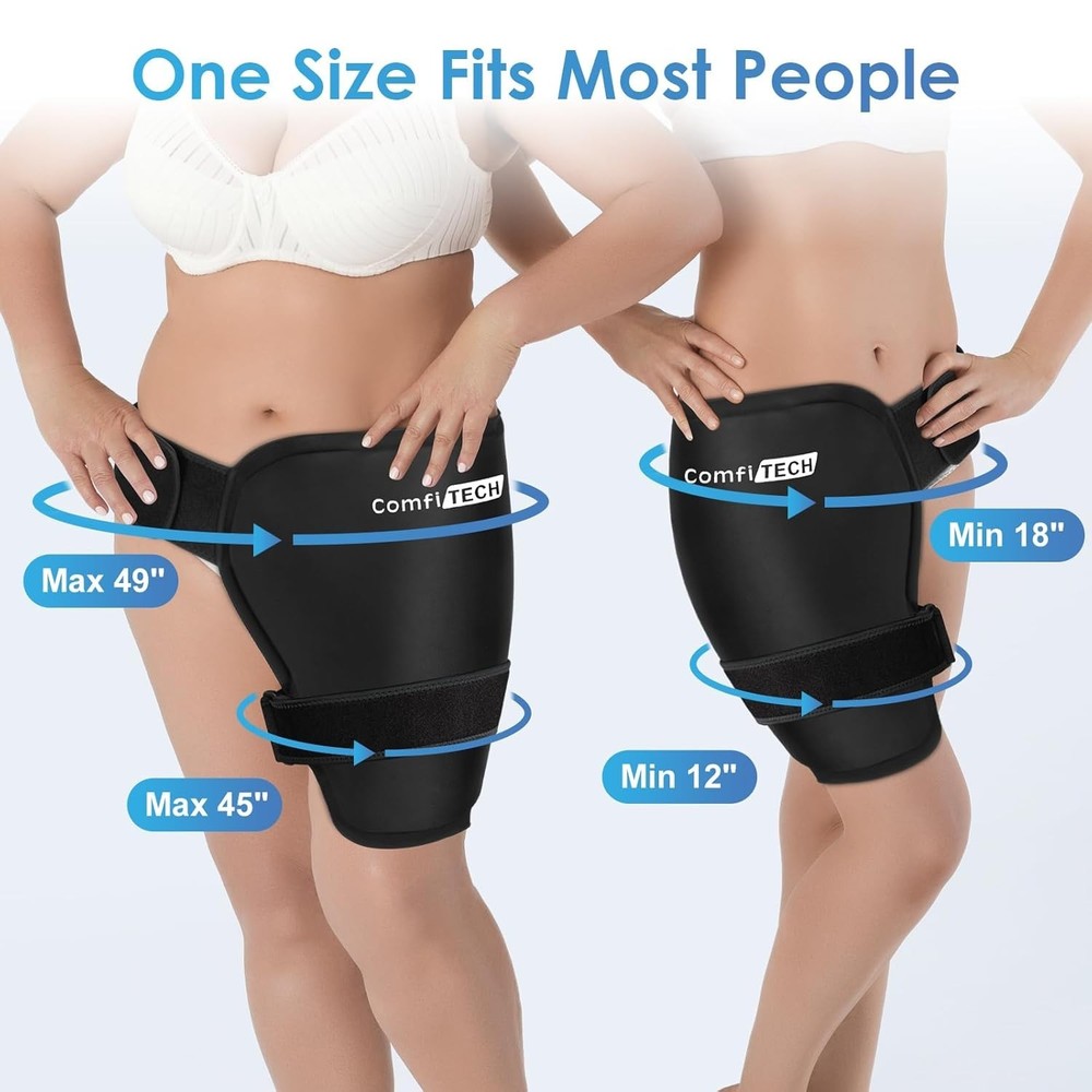 XL Hip Ice Pack Wrap Reusable Cold Application Brace with Extra Large Gel Pad &
