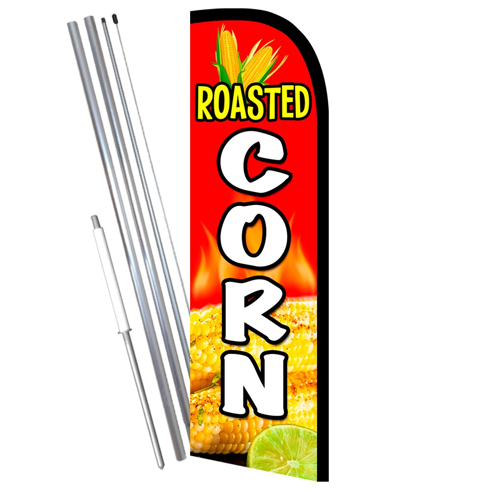 Roasted Corn Premium Windless  Feather Flag Bundle (Complete Kit) OR Optional Re