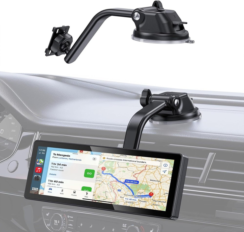 Extended Carplay Mount, 360° Flexible Windshield Dashboard Suction Cup Bracke...