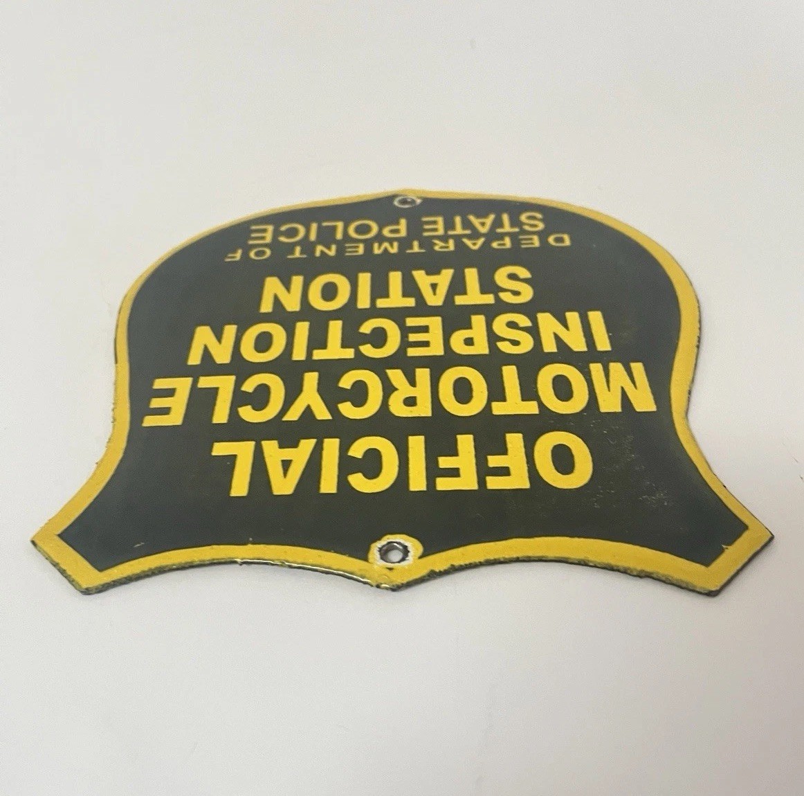 Vintage Official Motorcycle Inspection Station Porcelain Sign ~ Harley Davidson