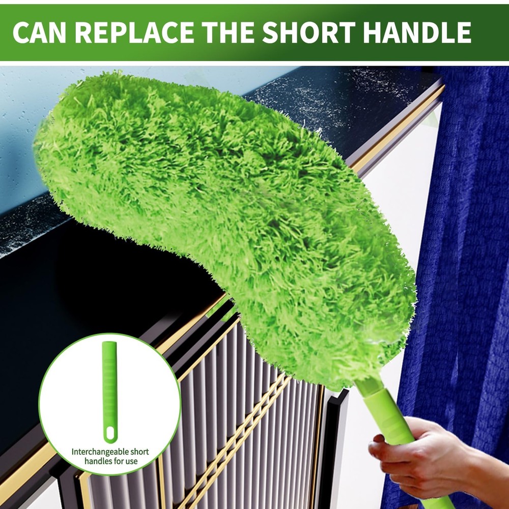 Cobweb Duster with Extension Pole, Washable Cleaning Duster Set with 2 Duster...