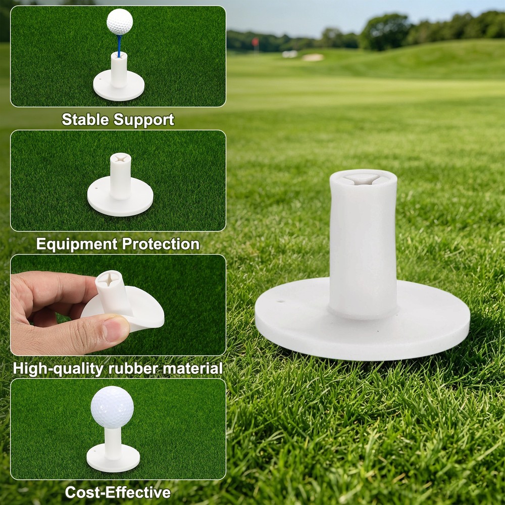 Rubber Golf Tee, 2Sizes 8Pcs Golf Practice Tees Training Driving Range, White