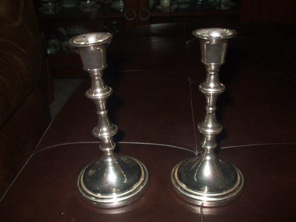Pair of Silver Plate Candlesticks for Taper Candles - 6 1/4" Tall