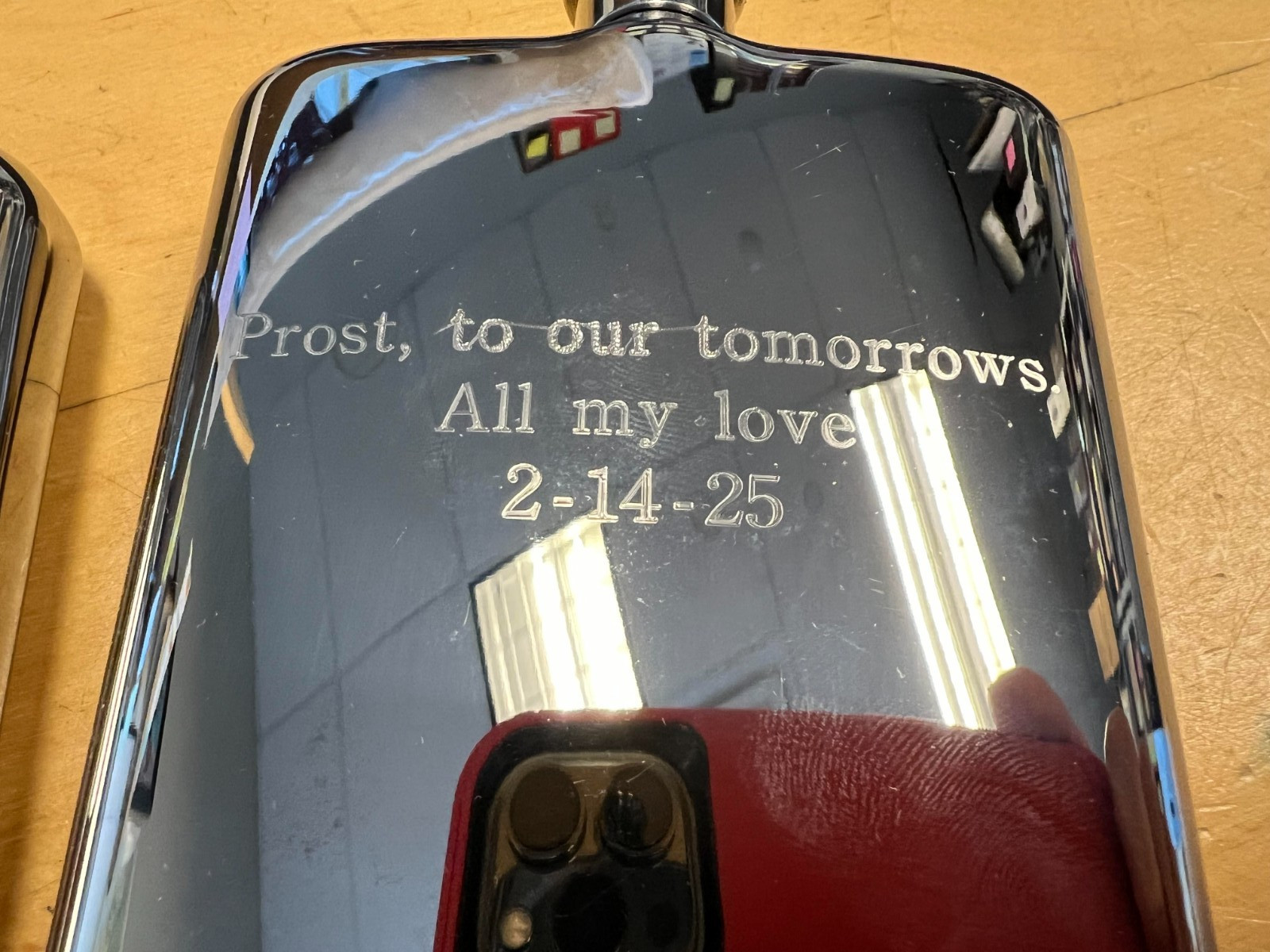 Viski Stainless Steel 6 oz. Silver Flask 10979 engraved