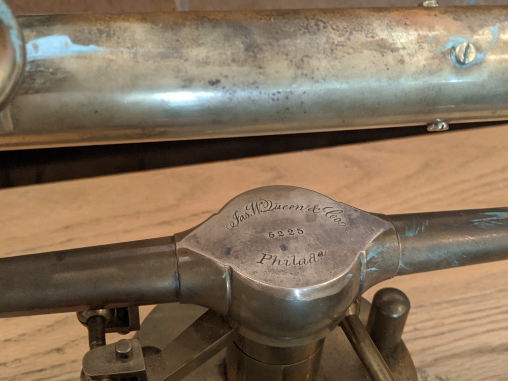 ANTIQUE DUMPY (WYE) TRANSIT /LEVEL SIGNED BY JAMES W. QUEEN