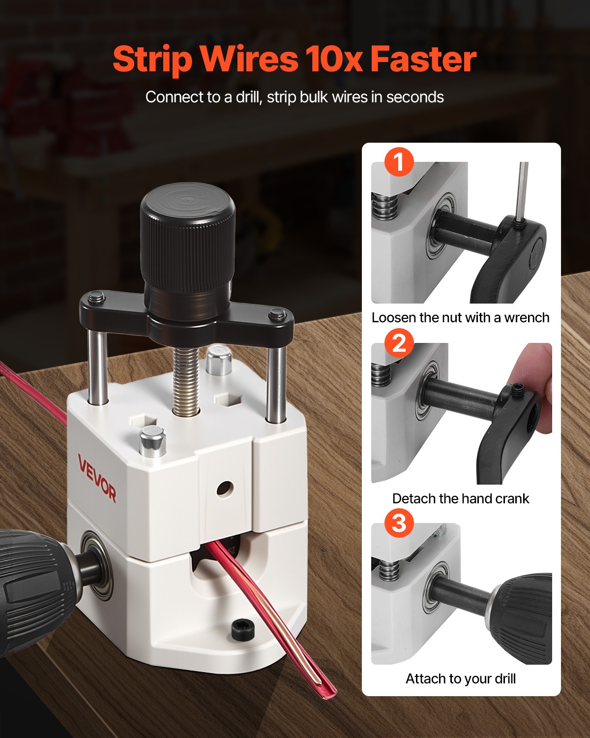 VEVOR Manual Wire Stripper Stripping Machine 0.06-1 in Hand or Drill Portable