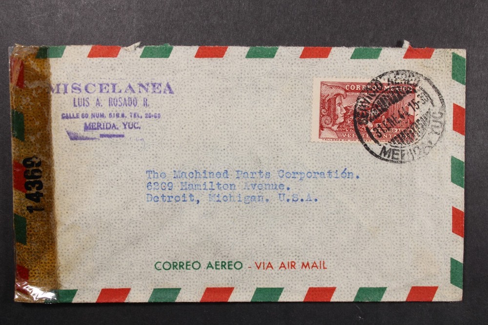 Mexico 1944 Censor Cover - Merida - J14829