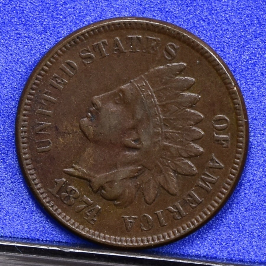 1874 Indian Cent - V Ch VF (#57416-L)