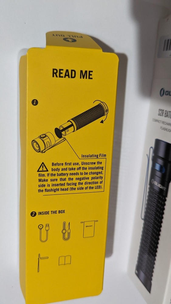 ORIGINAL BOX & INSTRUCTIONS - FOR OLIGHT FLASHLIGHT - S2R BATON II