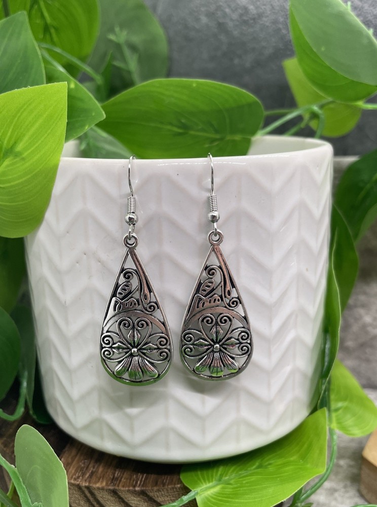 2.25” Earring Set Silver-tone Boho  Dangle Drop New Free Ship B7153