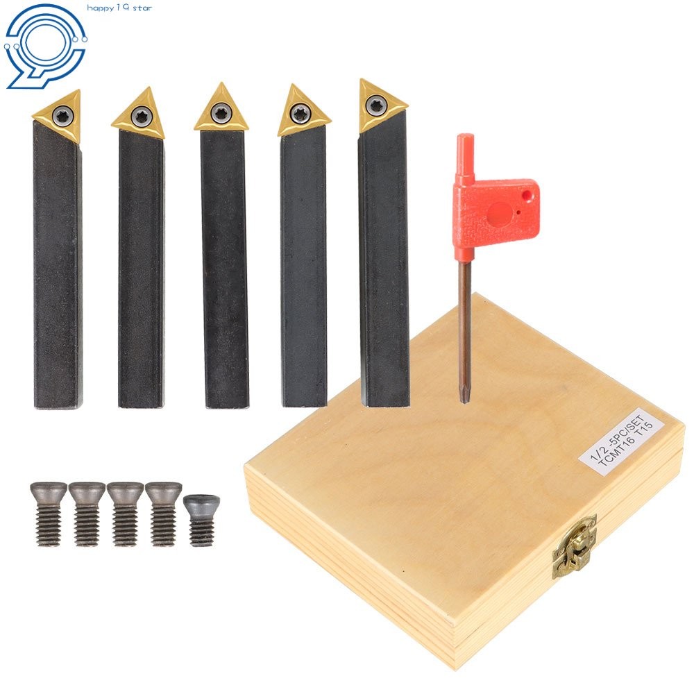 5 pack 1/2" Carbide Indexable Turning Tool Lathe Tool Bit With Carbide Inserts