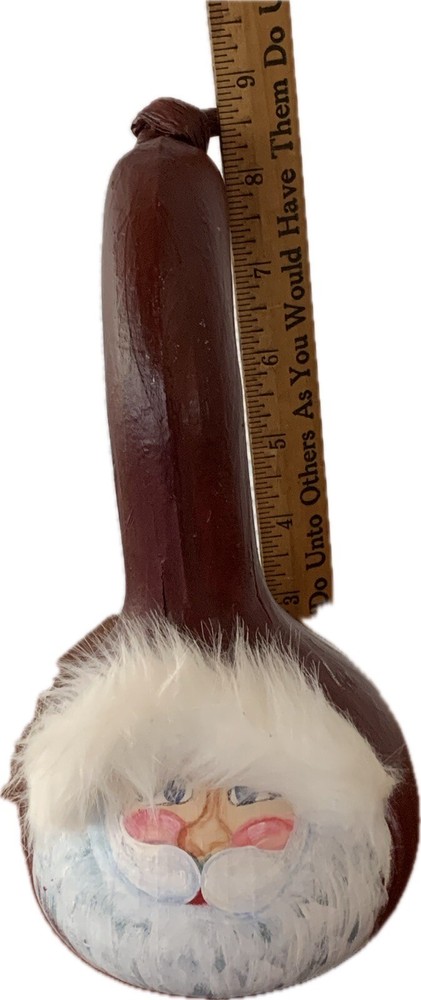 Hand Painted Santa Gourd 8.5” Signed Dated 2002