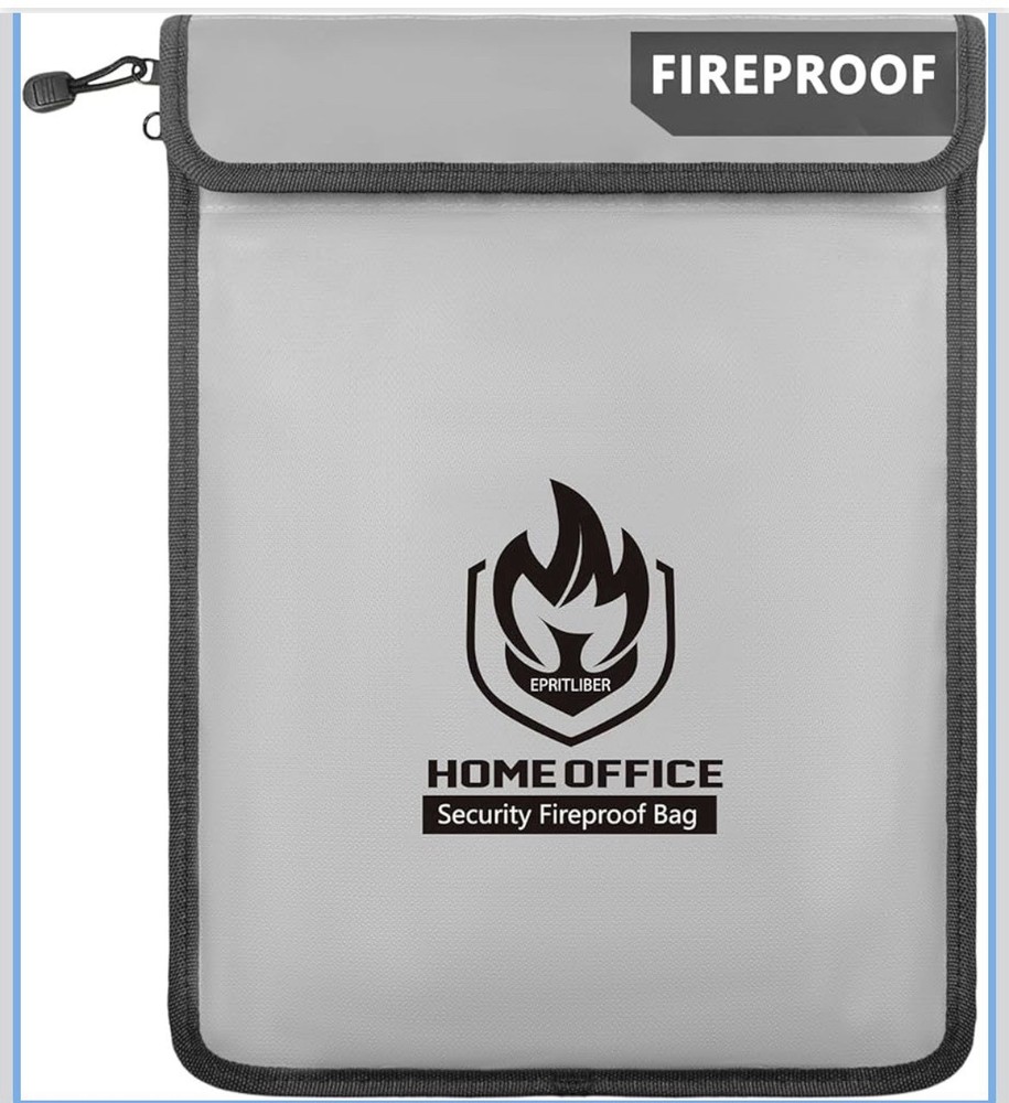 Two Pockets Fireproof Document Bag (2000℉), andyer 15”x 11”Waterproof Fireproof