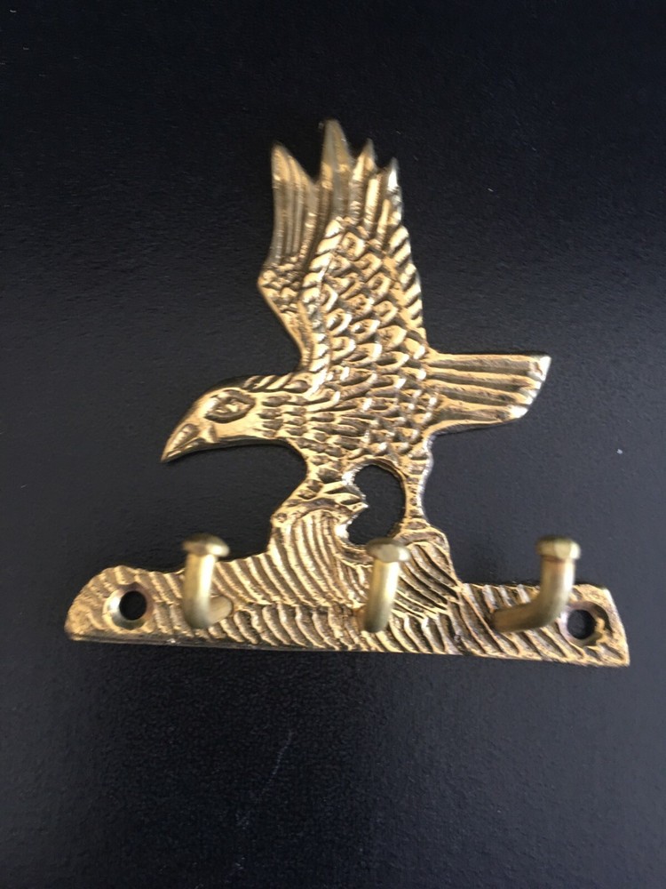 Solid Brass S. Eagle Key Hook, 3" Long And With 3 Hooks