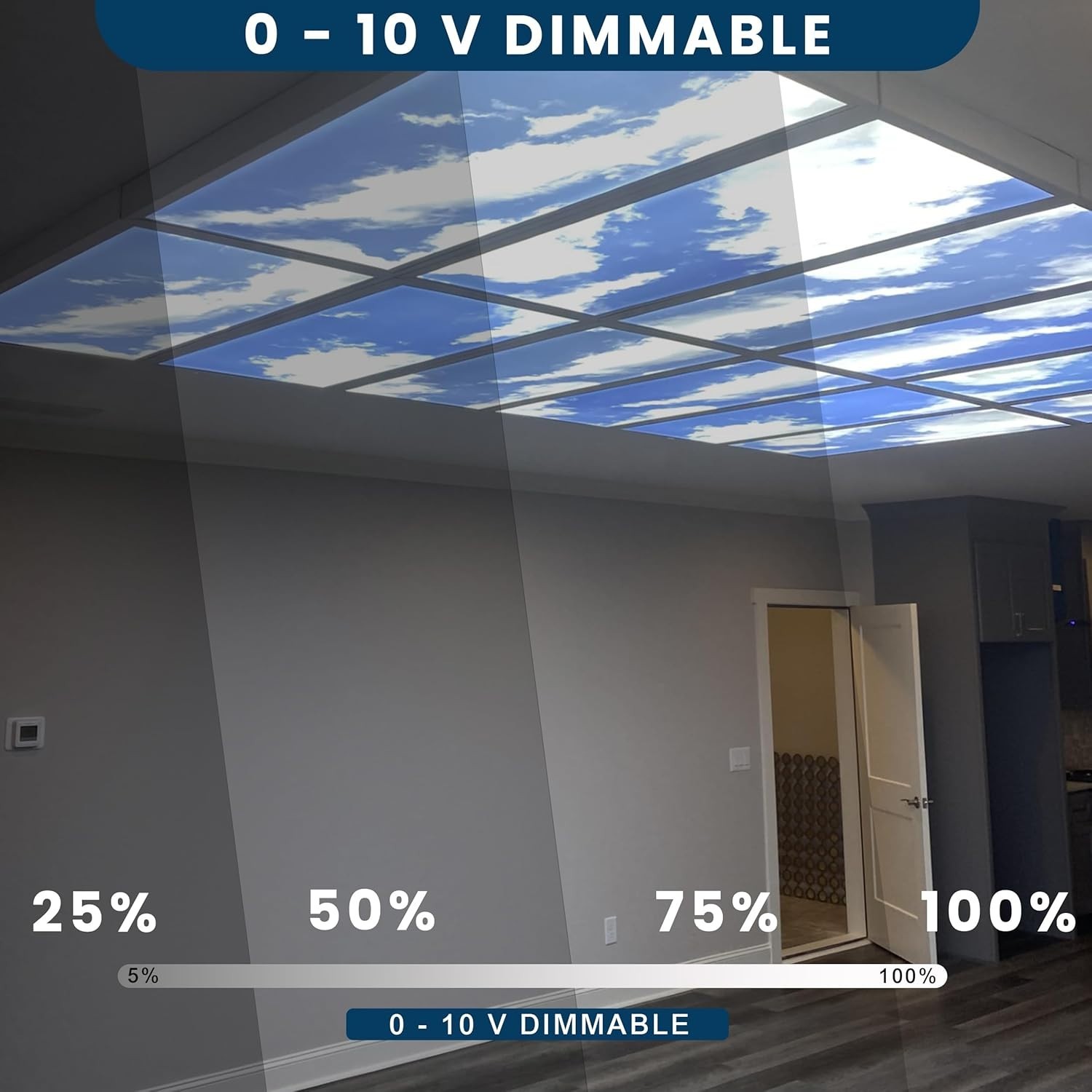 4-Pack 2x4 LED Flat Panel Light, Drop Ceiling Light Fixture with Cloud Design