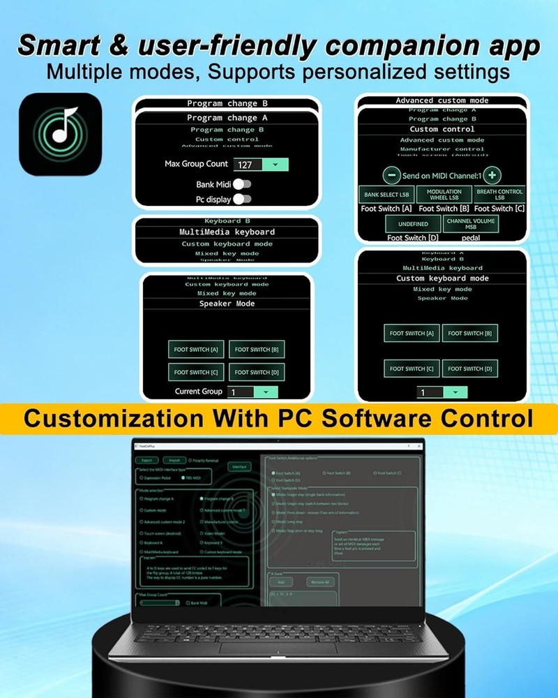 Advanced Wireless 4 Button MIDI Foot Controller - Compact Design for Musicians