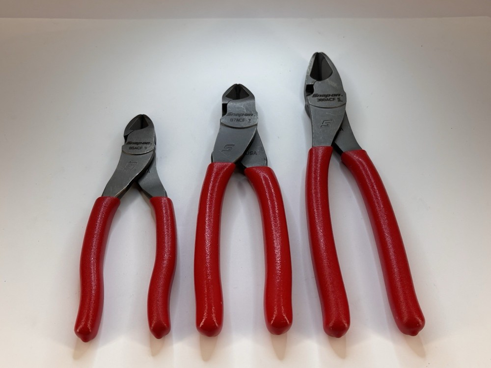 Snap-on Tools 3 Piece Diagonal Cutter Plier Set 86Acf, 87ACF, 388acf.