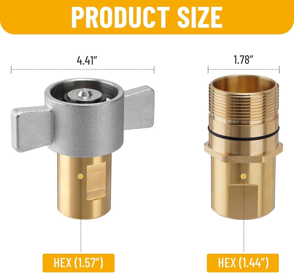 1" NPT Wet-Line Wing Nut Kit Hydraulic Quick Disconnect Coupler Coupling Set