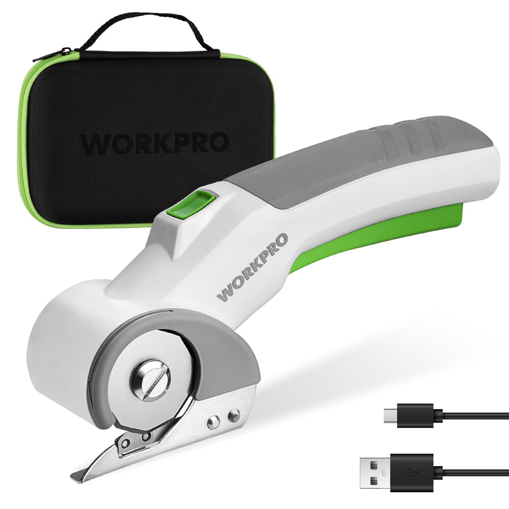WORKPRO 4V Rechargeable Cordless Electric Scissors Cutting Shears Rotary Cutters