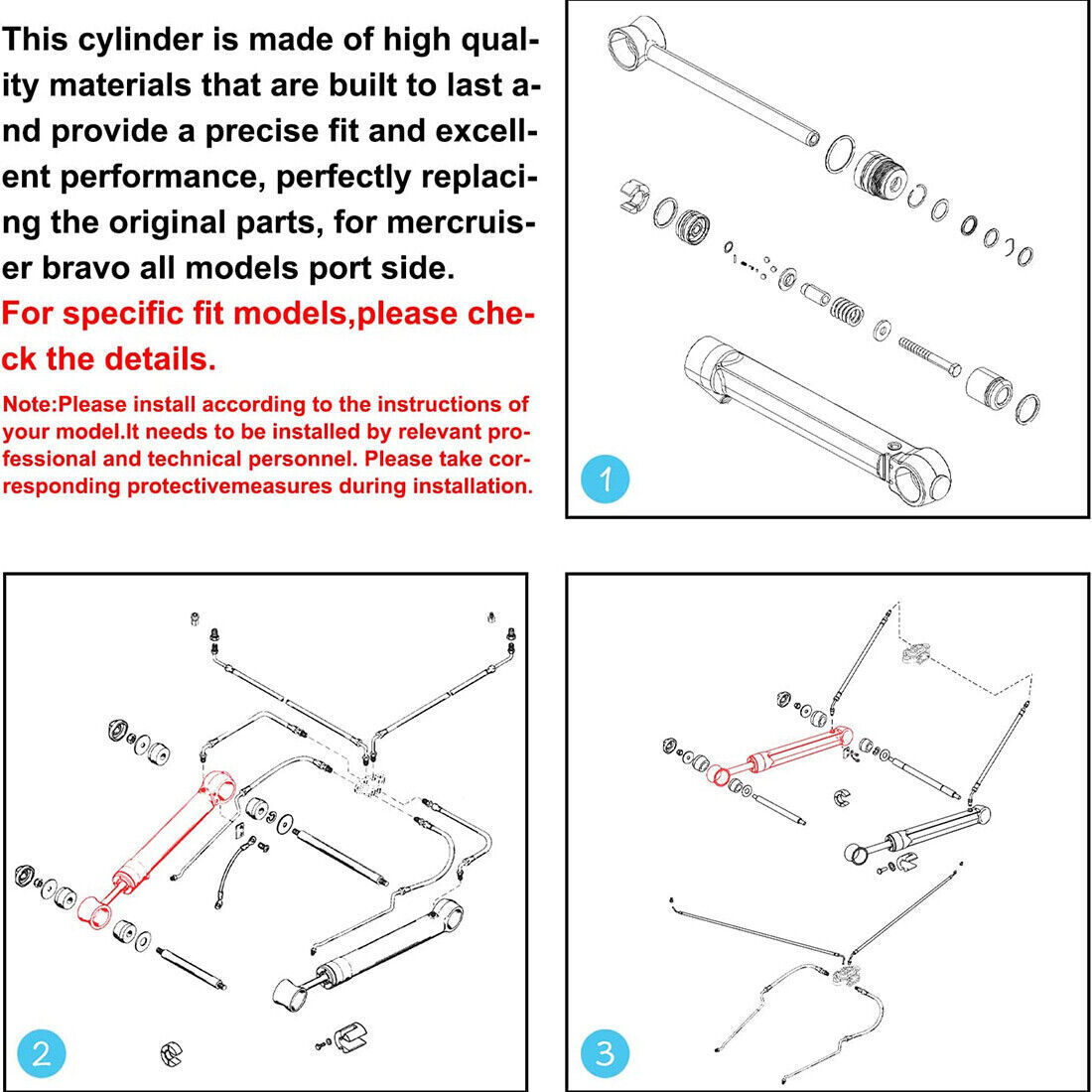 2 Pack Trim Tilt Ram Cylinder Port Starboard for Mercury Bravo 98704A26 98703A26
