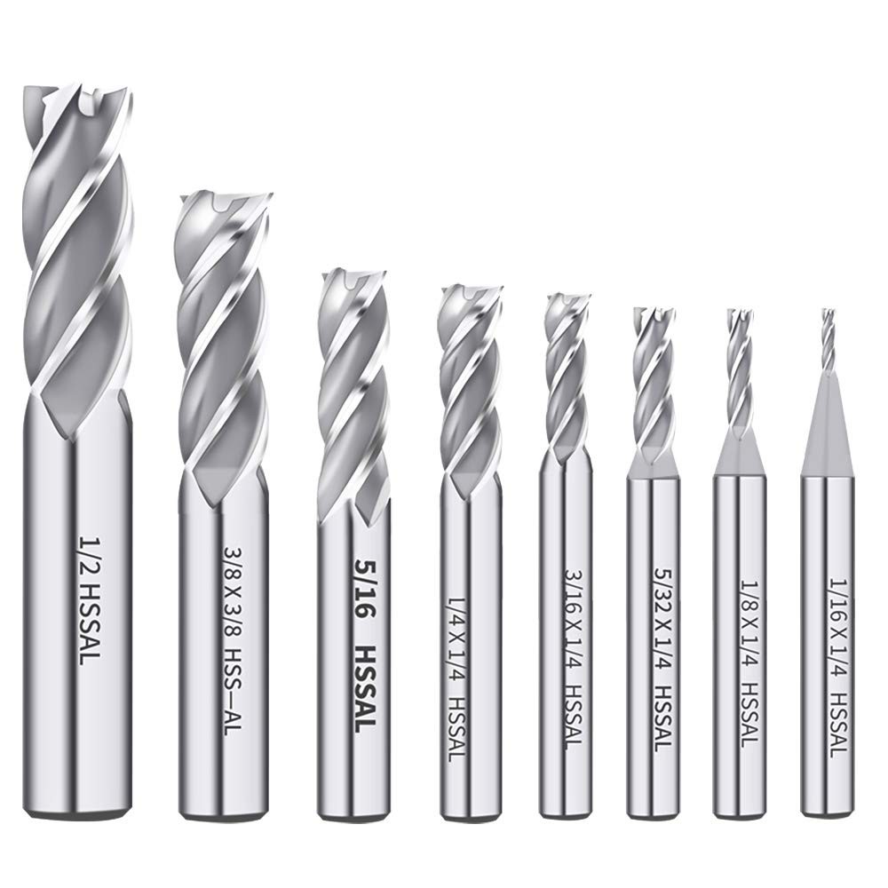 Precision HSS End Mill Cutter Set - 8 Sizes for Diverse Milling Applications