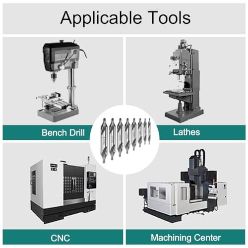 8 PCS Center Drill Bits Set, Countersink Tools for Lathe Metalworking 60 Degree