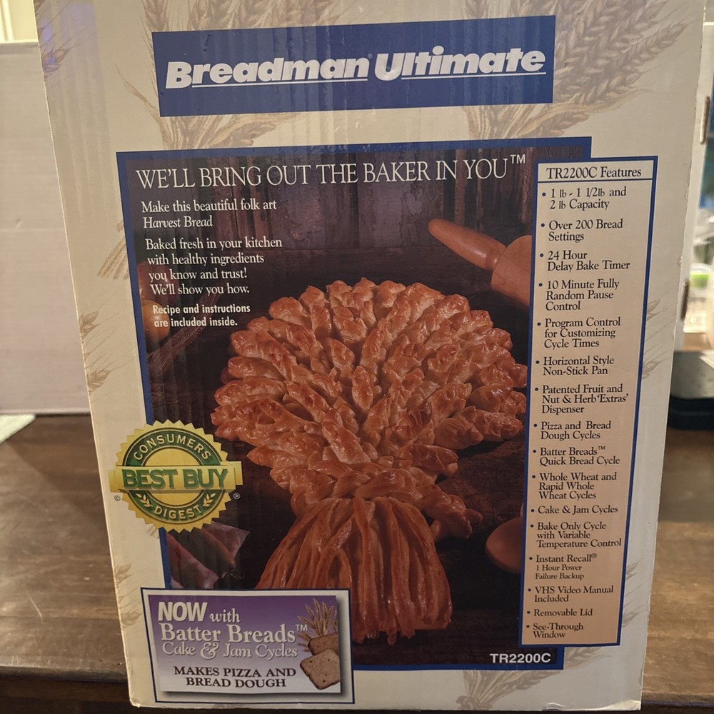Breadman Ultimate Bread Machine Maker NEW TR2200C Open Box Never Used.