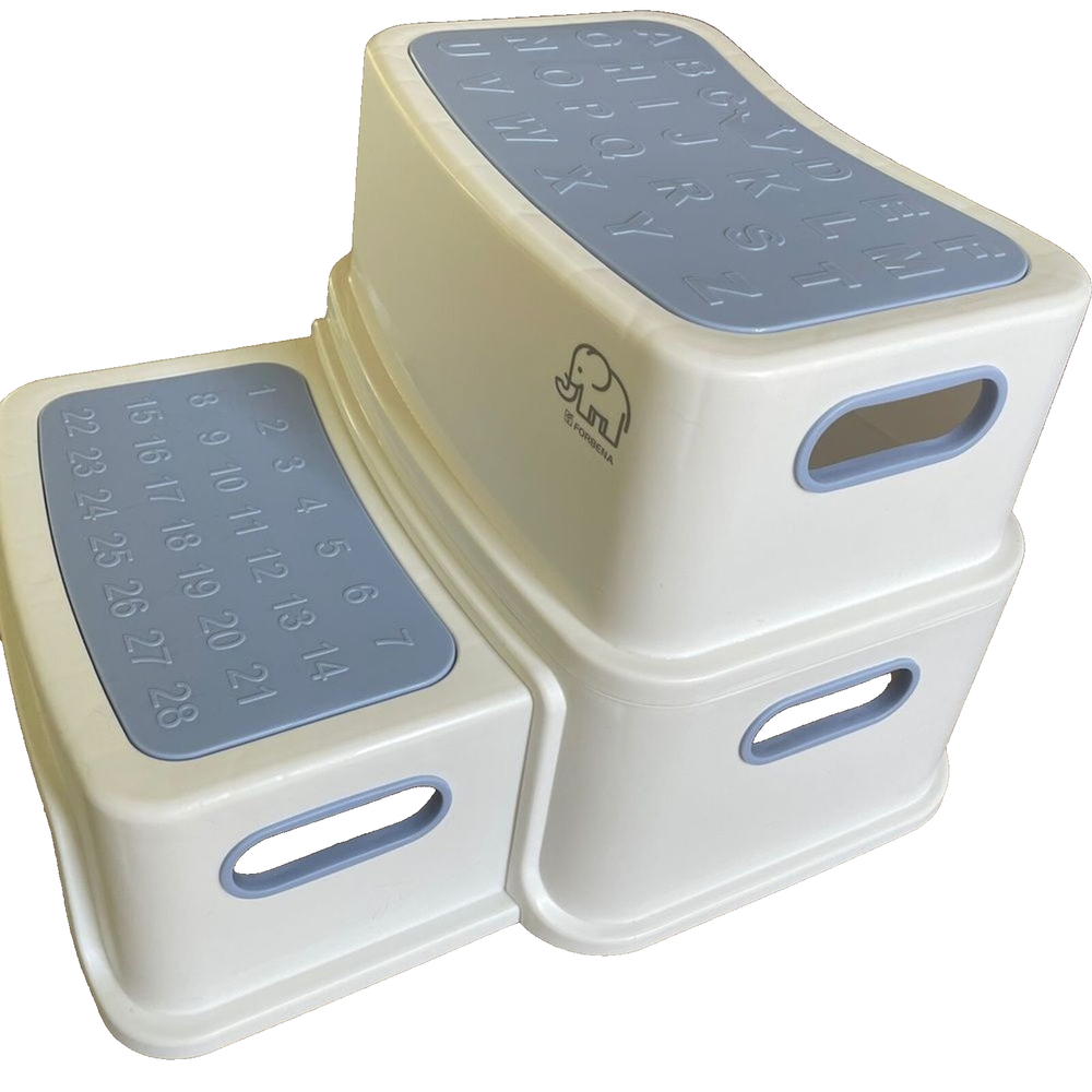 Forbena toddler step stool white and blur NWOT 2 steps